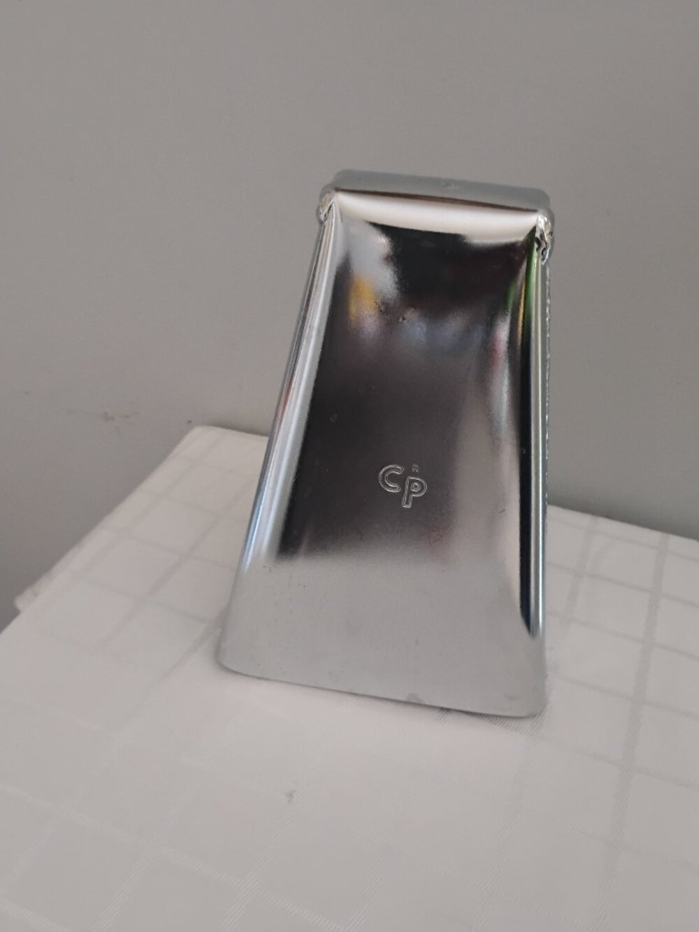 Chrome CP Percussion Cowbell, 8 in by 6 in, Good Condition